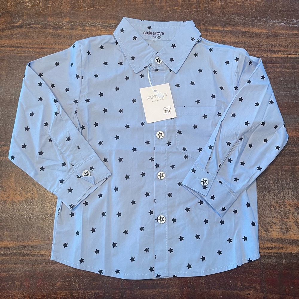 Blue stars dress shirt